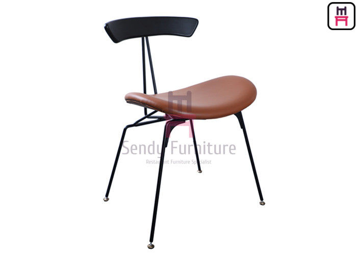 Industrial Style Metal Restaurant Chairs Brown Leather Wires In Loft Retro Look