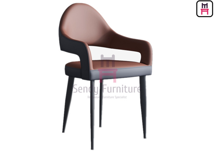 W45cm Upholstered Metal Restaurant Chair Eco Leather Nordic Unfolded
