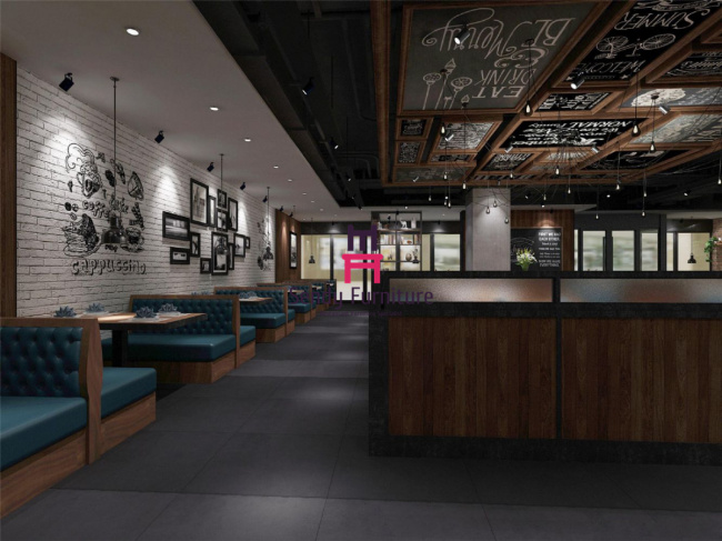 Insieme di legno del sofà del ristorante degli alimenti a rapida preparazione, cuoio su ordinazione/tessuto della tappezzeria della cabina del sofà