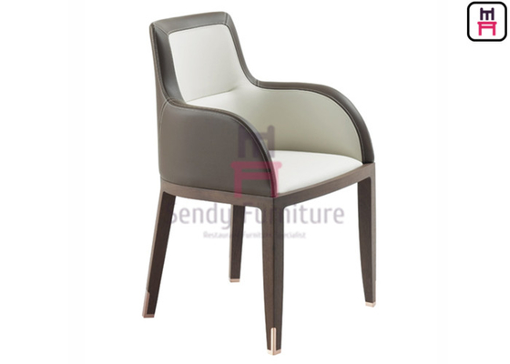 comprare Sedie da pranzo in legno con braccioli in cuoio in doppio colore online manufacture