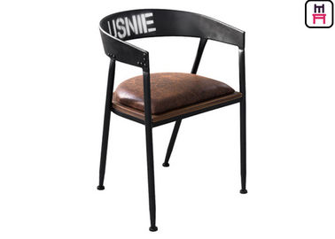 comprare Cuoio e metallo del sottotetto che pranzano le sedie, metallo nero industriale che pranza le sedie con i braccioli online manufacture