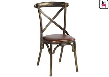 comprare Il legno gradisce le sedie alla moda posteriori del ristorante del metallo di X con i sedili del cuoio di Brown online manufacture