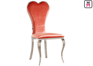 comprare Sedie del ristorante dell'oro/argento/Chrome dell'acciaio inossidabile del velluto con la parte posteriore rossa del cuore online manufacture