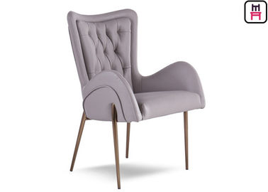 comprare Sedie di cuoio della camera di albergo del bracciolo con le gambe acciaio inossidabile decorativo/del bottone online manufacture