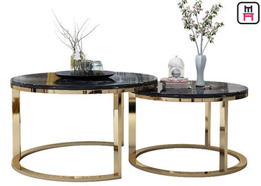 comprare Doppia cima rotonda su ordine del marmo del tavolino da salotto dell'acciaio inossidabile per il salone/evento online manufacture