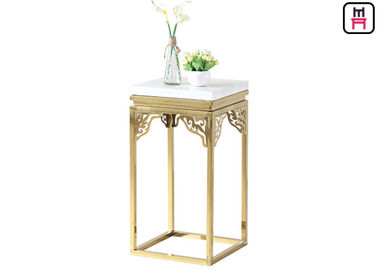 comprare Tavolino da salotto di marmo quadrato elegante dell'acciaio inossidabile che scolpisce il supporto di fiore d'angolo online manufacture