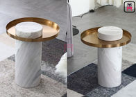 Modern Stylish Round Marble Coffee Table Stainless Steel Tray For Luxury Hotel