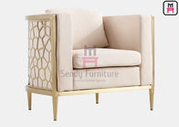 Ivory Leather Cushion Single Sofa Chair With Stainless Steel Carved Hollowed - Out Frame