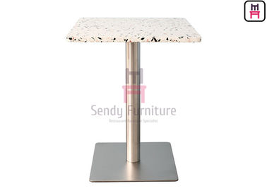 comprare tavolo da pranzo del ristorante della pietra del quarzo di spessore di 2cm con la base dell'acciaio inossidabile di Chrome online manufacture