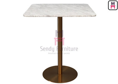 comprare Tabella del marmo di Marmo Calacatta con la base spazzolata di acciaio inossidabile dell'oro per il ristorante/hotel online manufacture