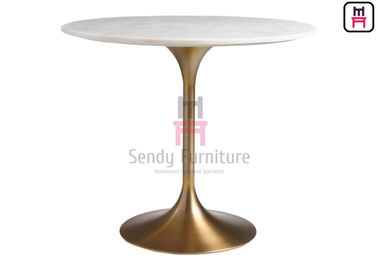 comprare Tabella dorata spazzolata della base della tromba di Tulip Base Marble Coffee Table online manufacture
