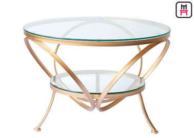 Struttura di vetro dell'oro del tavolino da salotto, tavolino da salotto di vetro rotondo moderno per Antivari/hotel