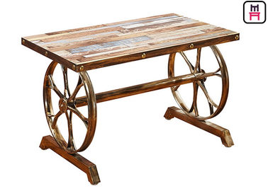 tavolino da salotto industriale di stile della base della Tabella del compensato di 4ft*2ft/ghisa con progettazione della ruota