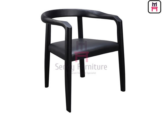 Ash Wood Dining Chair Black ricoperto di cuoio ha laccato lo schienale curvo